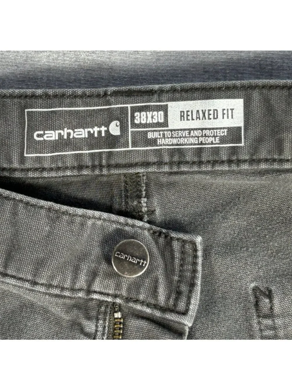 Carhartt Relaxed Fit Dark Gray Work Pants Men's 38x30 (Fits 37x27) Rugged Flex